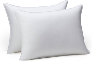 $30 Amazon Basics Down Alternative Pillows for Stomach and Back Sleepers, Soft Density, Standard Size 26 x 20, White, 2-Pack