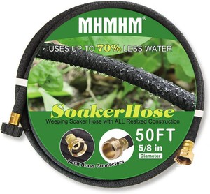 $40 58 Soaker Hose for Garden Drip Hose Irrigation System with Solid Brass Fitting for Lawns Flower Beds & Vegetable Gardens (50FT)