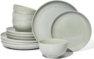 $80 Pokini Stoneware Dinnerware Sets for 4, 12pcs Plates and Bowls Sets Dishes