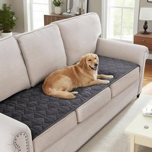 $43 H.VERSAILTEX Couch Cover Chenille Pet Fuzzy Sofa Covers for 3 Cushion Couch Anti Slip Washable Sofa Slipcovers with Strap Soft Couch Protector Cover for Dogs Cats Kids(27.6 x 71, Grey)