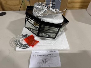 $60 hexagonal outdoor flush-mount ceiling light fixture with glass panels
