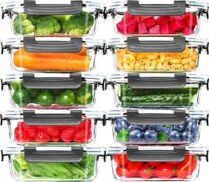 $38 Skroam 10 Pack Glass Meal Prep Containers, 22 OZ Glass Airtight Food Storage Containers with Lids, Pantry Kitchen Storage Containers for Lunch, Food Storage, Meal Prep, Lunch Bento Boxes