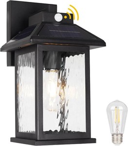 $60 Solar Wall Lanterns Outdoor Motion Sensor, Solar Powered Porch Light Fixture, Waterproof Dusk to Dawn Outdoor Wall Sconce Lantern Lamp for Garage Shed Barn Yard Garden Front Door
