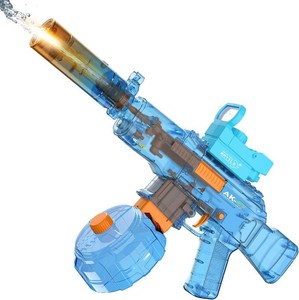 $30 Electric Water Gun for Kids & Adults - 32FT Long Range Automatic Squirt Gun with LED Muzzle Flash Automatic Refill 450ML Water Tank, Backyard Water Blaster Pistol Outdoor Pool Party Summer Toy(Blue)