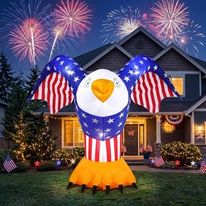 $53 6 ft 4th of July Inflatable Eagle with LED Light, Patriotic Lawn Decor