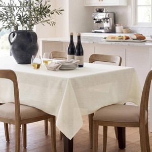 $35 NOVILYS Textured Linen Rectangle Tablecloth, 60 x 120 Inch, Cream