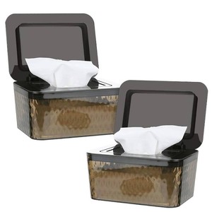 $34 2 Pack Wipes Dispenser, One-Handed Operation Wipe Holder, Brown