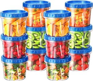 $27 BiuLeon 12 Pack-24 oz Freezer Storage Containers, Airtight Twist Top Lids Food Containers for Soup Leftover Lunch Fruit Salad,BPA Free, Reusable, Stackable