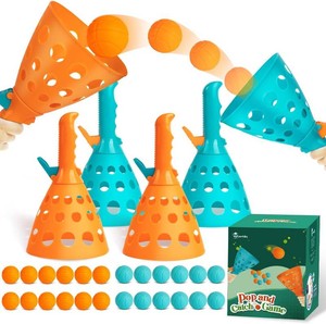 punkdog Pop and Catch Ball Game with 24 Balls and 4 Catch Launcher Baskets - Outdoor Indoor Game Activities, Christmas Easter Gift Beach Sport Summer Beach Toys for Kids Ages 4 5 6 7 8 10 12