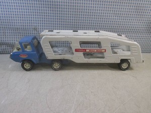 (EC1) Vintage Tanka Pressed Steel Motor Mover Car Carrier Truck and Trailer 18 12 Long