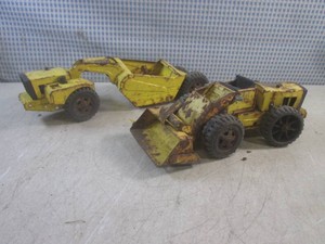 (CS) 2 Vintage Tonka Pressed Steel Construction Toys - Rear Axles On Both Need ReplacingRepair (Bent)