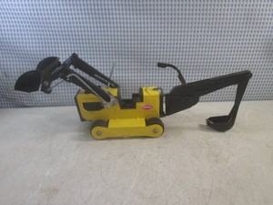 (G-1) Vintage Tonka Pressed Steel T-6 Track Front-End Loader and Backhoe - Missing Both Tracks