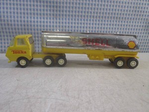 (CNTR) Vintage Tonka Tiny Shell Tanker #900 Truck and Trailer 10 14 Long