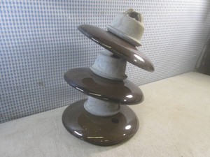 (F-2) Large 10 Vintage Three-Tier High-Voltage Porcelain Electric Insulator - 3 Discs are 10 Across  20oz Soda Bottle for Reference