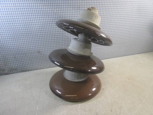 (F-2) Large 10 Vintage Three-Tier High-Voltage Porcelain Electric Insulator - 3 Discs are 10 Across  20oz Soda Bottle for Reference
