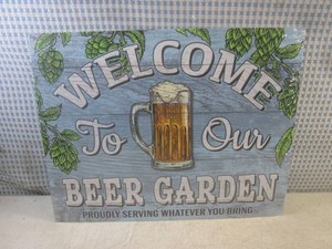 (EC1) Welcome To Our Beer Garden Metal Sign 16 x 12 12 - New in Shrink Wrap