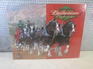 (EC1) Budweiser Clydesdales Metal Sign 16 x 12 12 - New in Shrink Wrap
