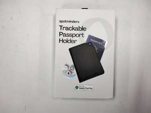 Spotminders Trackable Passport Holder - Black RFID Blocking Travel Wallet w Apple Find My