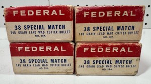 200 Rounds of Federal 38 Special Match - Original Boxes 148 Grain