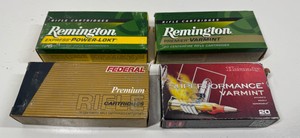 80 Rounds of 22-250 Ammunition Lot Remington, Federal, Hornady in Original Boxes