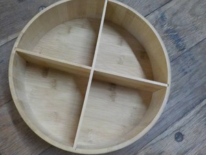 Wood Round 4 Compartment Bowl 12 diameter