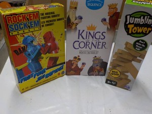 Rock Em Sock Em, Kings in the Corner and Jumbling Tower