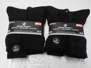 12 pair Black Wear Proof Athletic Stockings size 10-13