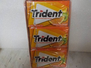 12 pack Trident 14 sticks each Tropical Fruit Sugar Free Gum