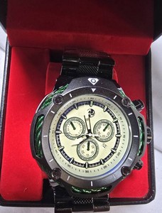 BOLD AJ Oversized 53.5mm Watch  Black & Green Multi-Dial  NEW in Box
