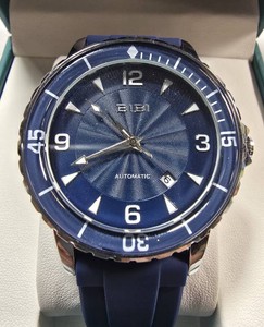 NEW BIBI Automatic Watch  Blue Dial & Silicone Band  44.35mm  Boxed