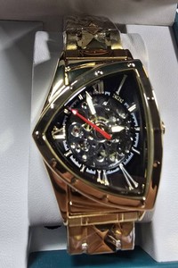 NEW BIBI Automatic Skeleton Watch  Gold Tone  37.5mm  $395 Retail