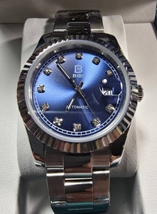 NEW BIBI Automatic Blue Dial Watch  39.9mm  $395 Retail  Boxed