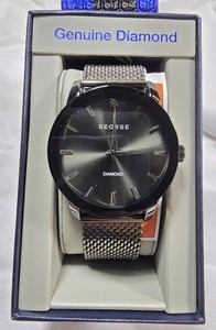 NEW George Genuine Diamond Watch  Black Sunburst Dial  41.8mm  Boxed