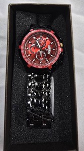 AJ Sports Master Black & Red Watch  Multi-Dial Face  47mm  $199.99 Retail  Boxed