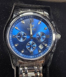 OLEVS 2858G Mens Chronograph Watch  Blue Dial, Crystal Markers & Metal Bracelet  41.57mm  Boxed