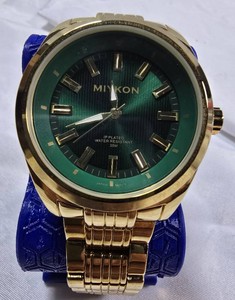 MIYKON Emerald Green & Gold Statement Watch  Seiko Movement, 44.8mm Case