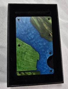 Avant Wood Blue & Green Exotic Wood Slim Wallet with Money Clip