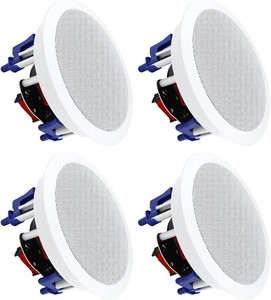 $96 STUDIOFINIX 5.25 Inch Ceiling Speakers 600 Watts Passive Wired Flush Mount for Home Theater, Living Room, Office,Kichten,Study Room,Basement,Covered Patio and Flush Mount(4 Speakers)