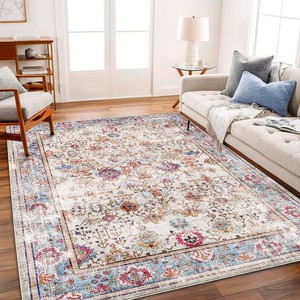 $139 CHAMPLANT Washable 9x12 Area Rug Vintage Traditional Distressed Indoor Foldable Thin Retro Accent Floral Non Slip Carpet Living Room Dining Room Office