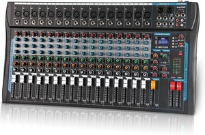 $140 16 Channel Audio Interfacer Sound Board Mixer DJ Mixer 16-Bit DSP Effect USB Audio Mixer +48V Phantom Power Bluetooth Mixer for Karaoke Studio Streaming Recording,Live Streaming