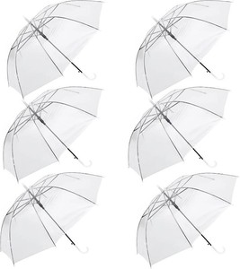 $43 Clear Umbrella Bulk,Cute Colorful Transparent Stick Rain Umbrellas Windproof Waterproof with J Hook Handle for Wedding Guests Bride Groom Photography Daily Use Family Friend Gift