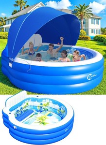 $110 Inflatable Pool with Canopy Inflatable Family Lounge Pool 909080