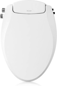 $120 Brondell Bidet Toilet Seat, Non-Electric Swash Ecoseat, Fits Elongated Toilets, White - Dual Temperature, Dual Nozzle System - Bidet with Easy Installation