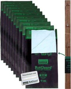 $70 RotGuard  4x4 Series   Heavy Duty Fence Post Base Protector, Ultimate Protection Against Moisture, Rot, and Wood Damage, 25-Year Guarantee (5 Pack)
