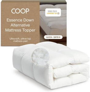 $119 Coop Home Goods Essence Down Alternative Mattress Topper Queen, Plush 2-Inch Gusset and Baffle Box Design for Even Support and Comfort, Premium Bed Topper for Pressure Relief, Oeko-TEX Certified