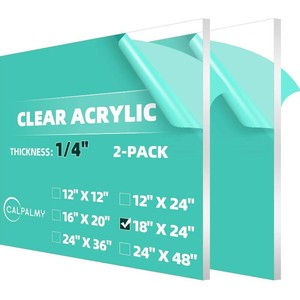 $37 CALPALMY (2 Pack) 14 Thick Clear Acrylic Sheets - 18 x 24 Pre-Cut Plexiglass Sheets for Craft Projects, Signs, Display Cases, Sneeze Guard and More - Cut with Engraver, Power Saw or Hand Tools