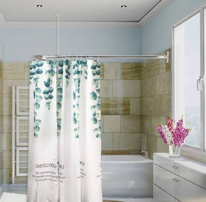 $50 Artiwell L Shaped Shower Curtain Rod, Bathroom Bathtub Corner Shower Curtain Rod with Ceiling Support (CHROME PLATED)