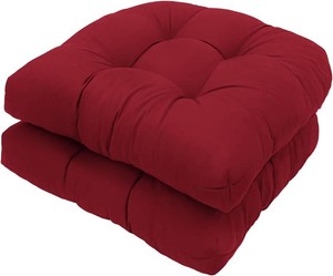 $30 Waterproof Patio Chair Cushions Set of 2 Burgundy Outdoor Rocking Chair Cushion Non-Slip Dining Chair Pads for Garden Furniture