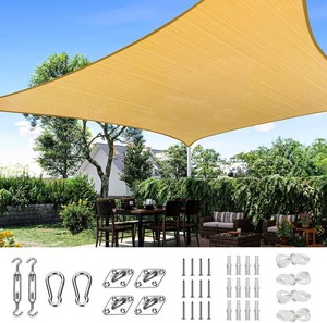 $195 Quictent Sun Shade Sail for Patio wHardware Kit 185GSM 24x24ft Sand