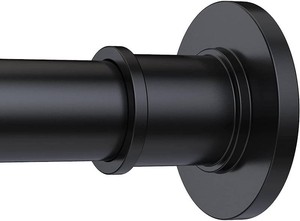 $25 BRIOFOX Industrial Shower Curtain Rod - Rustproof Non-Slip 27-43 Inch Stainless Steel Tension Curtain Rod for Window or Bathroom, Matte Black